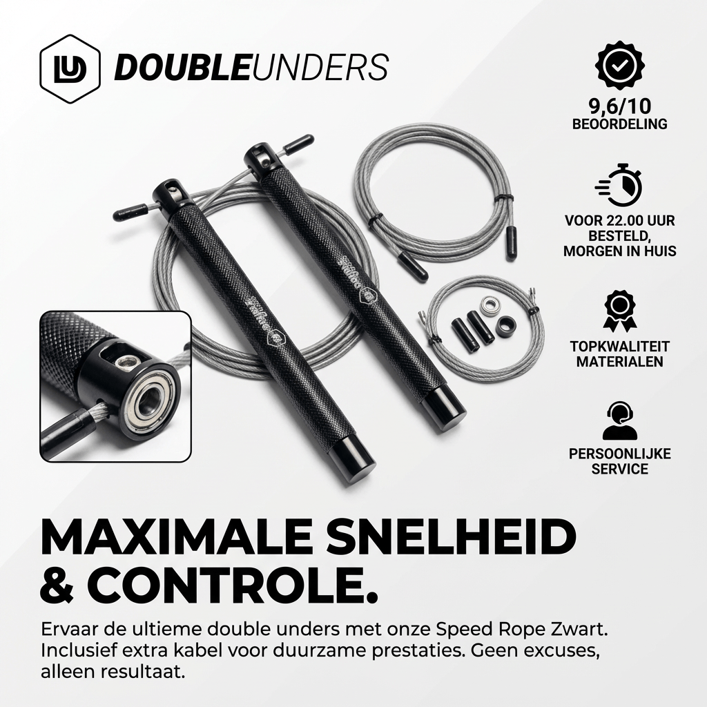 Speed Rope Zwart + Extra Kabel | Doubleunders®