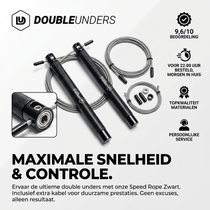 Speed Rope Zwart + Extra Kabel | Doubleunders®